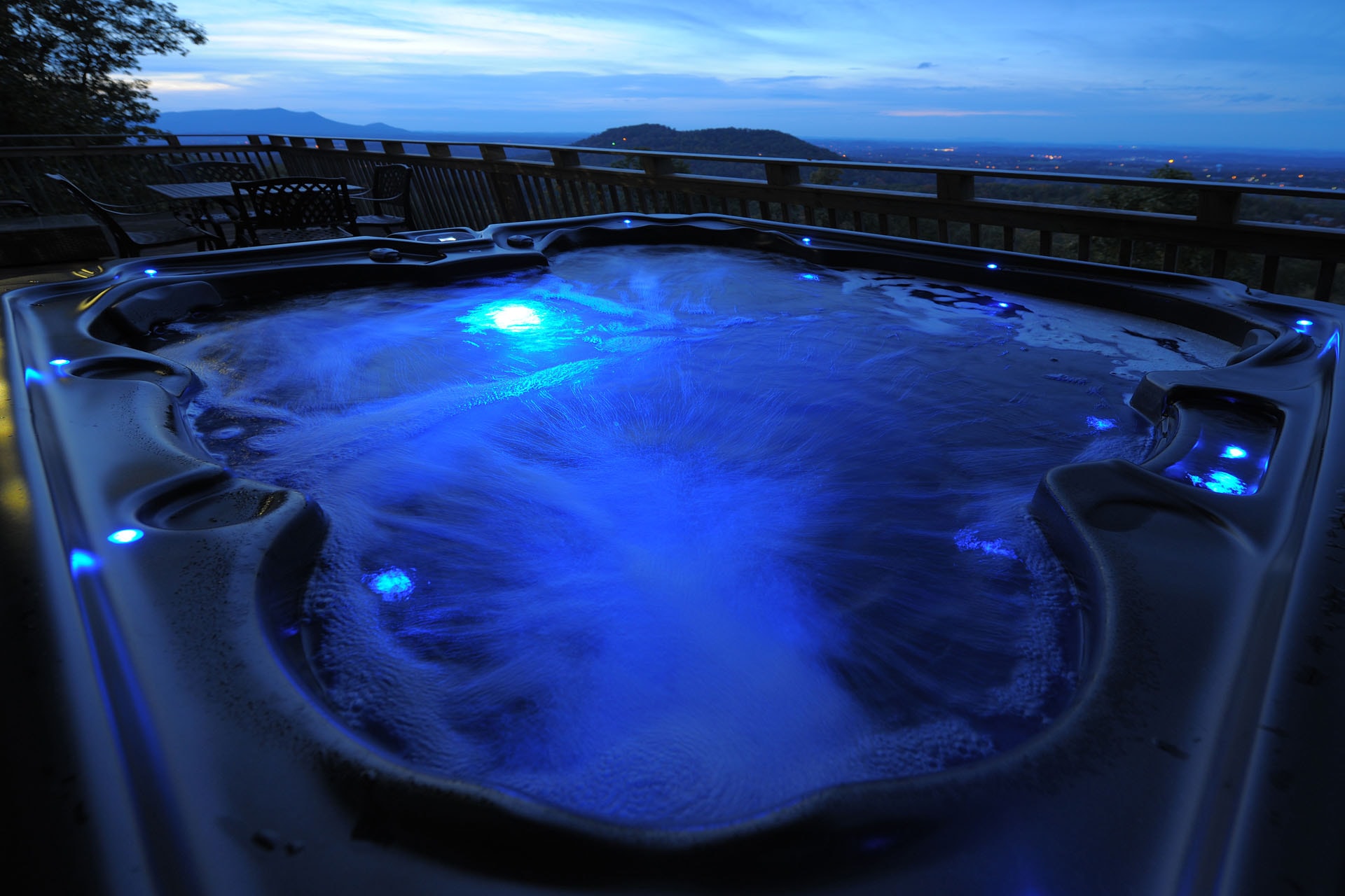 Hot tub glowing at night